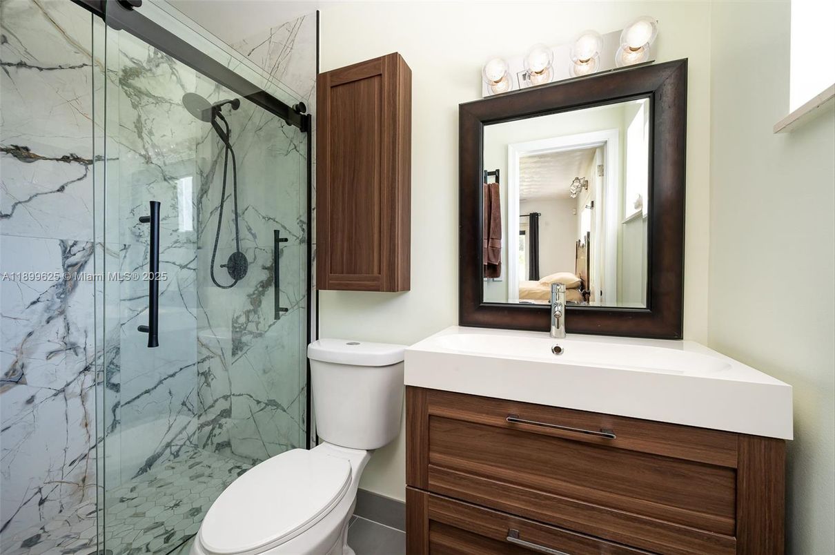 Bathroom, Glass Shower, Interior, Marble Walls