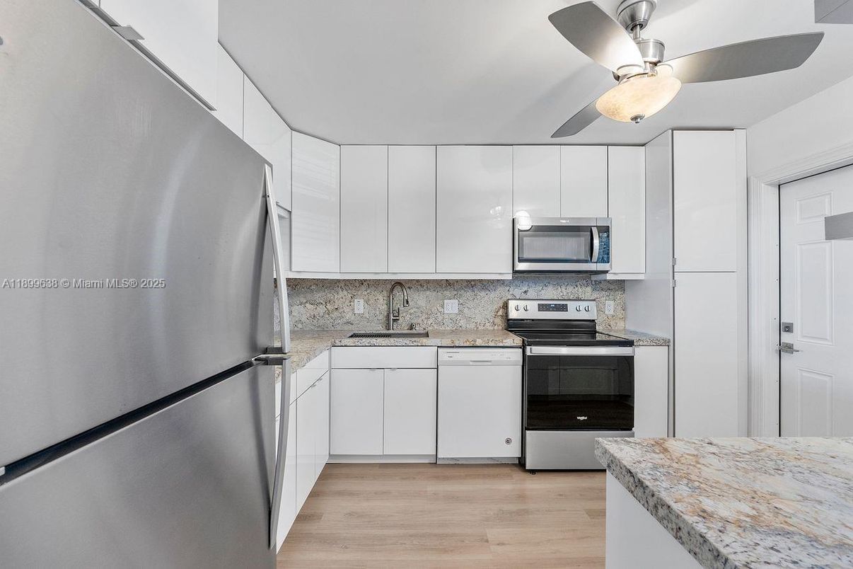 Interior, Kitchen, Stainless Steel Appliances, Wood Texture Flooring