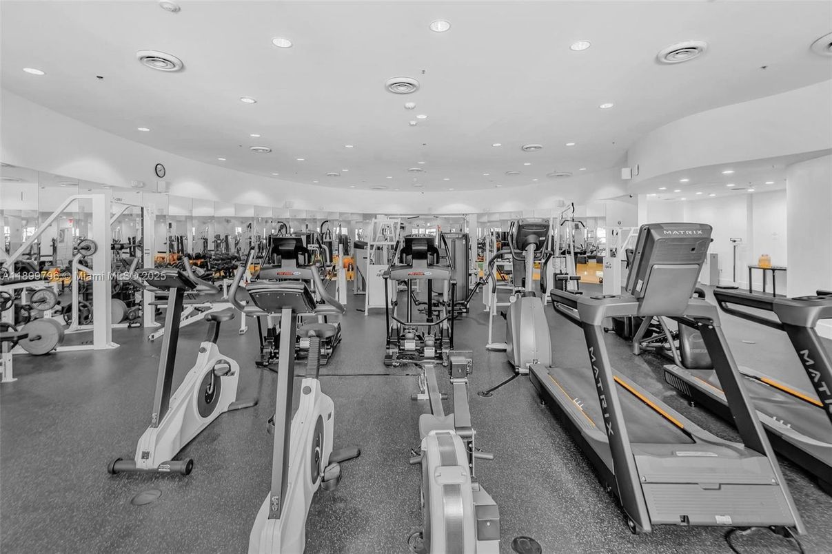 Fitness Equipment, Gym, Interior, Recessed Lighting