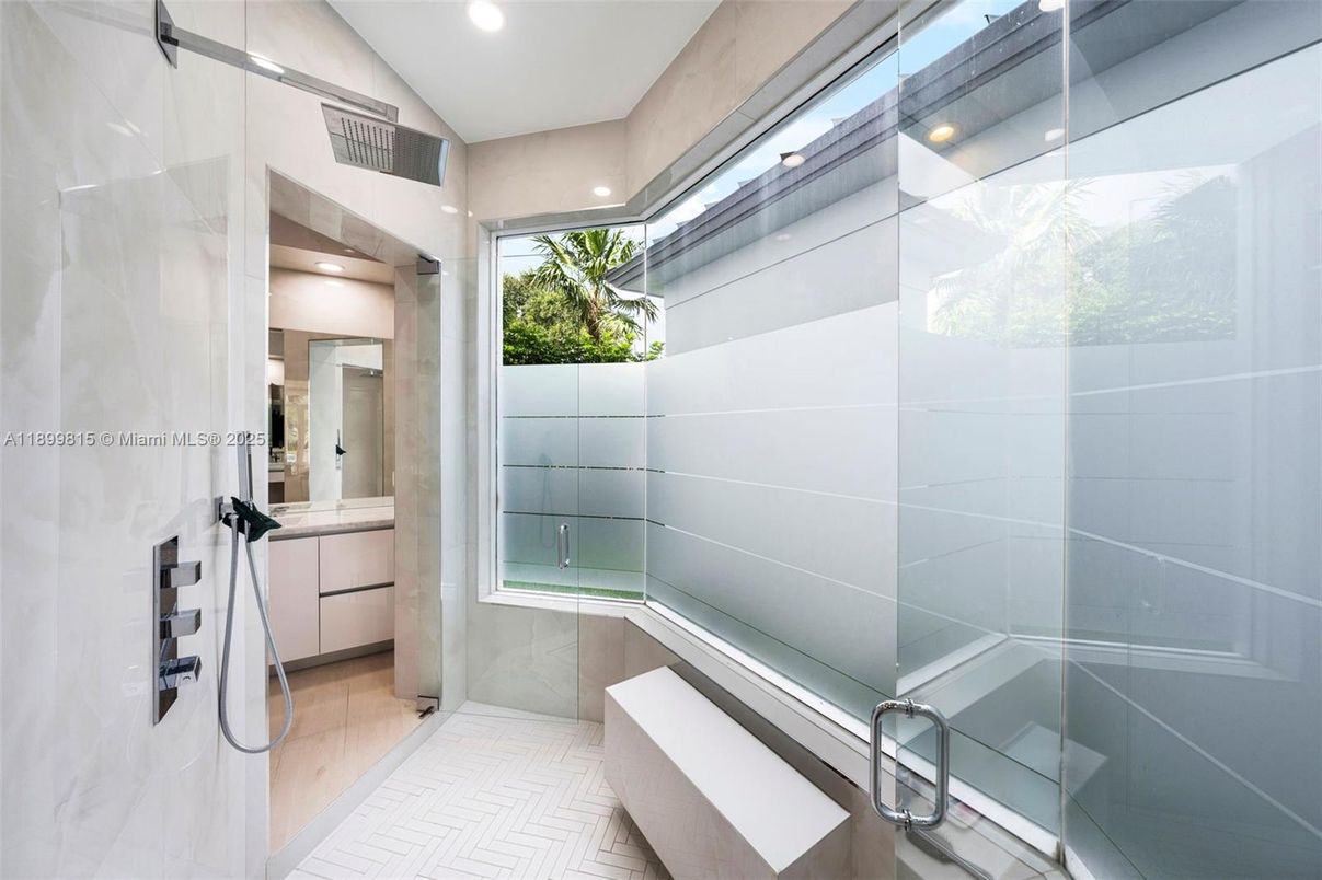 Bathroom, Glass Shower, Interior, Recessed Lighting