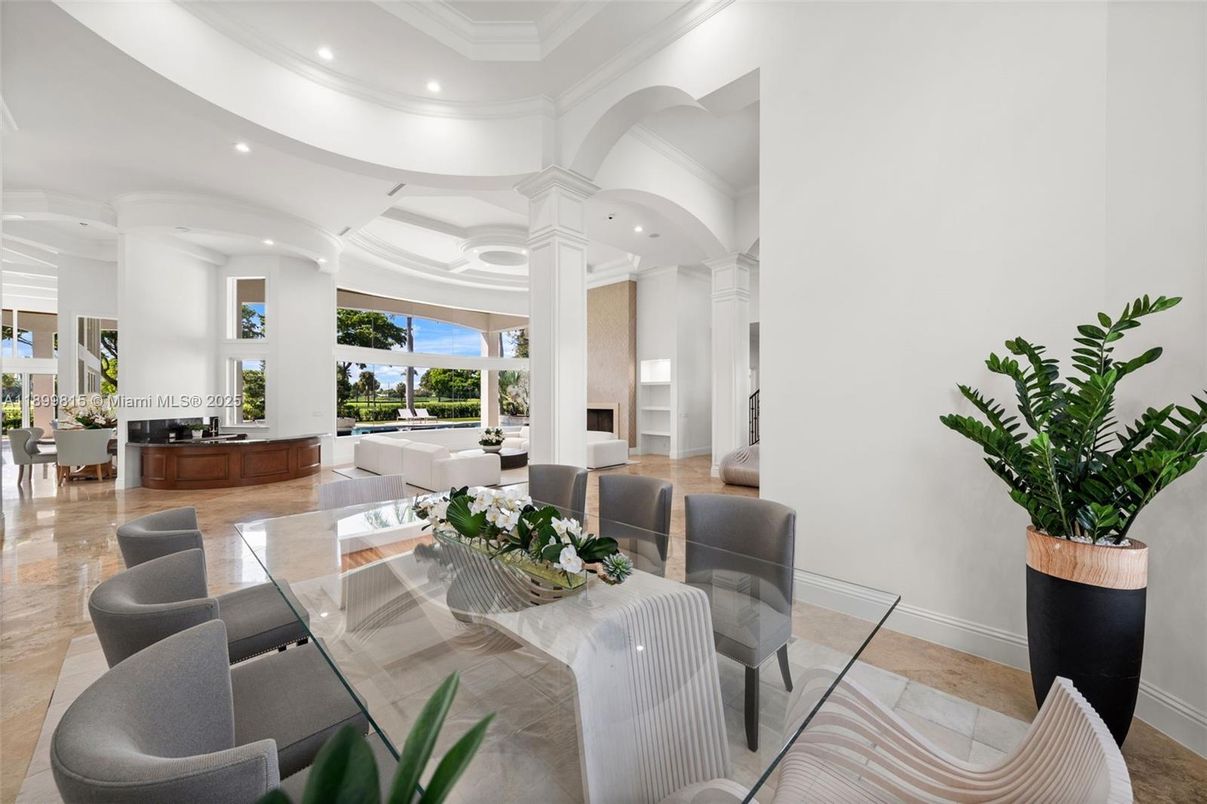 Dining room, Fireplace, Interior, Living room, Recessed Lighting