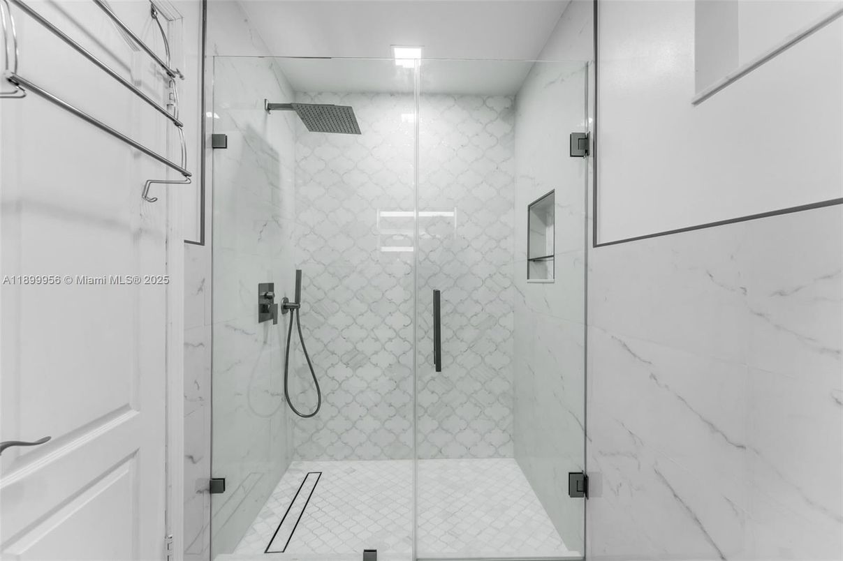 Bathroom, Glass Shower, Interior, Marble Walls