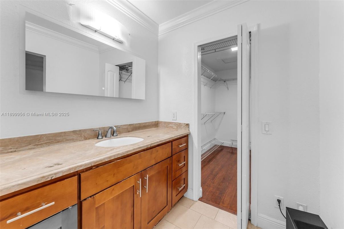Bathroom, Dual Sink Vanities, Interior, Walk-in Closets, Wood Texture Flooring