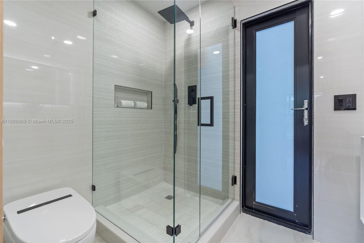 Bathroom, Glass Shower, Interior, Recessed Lighting
