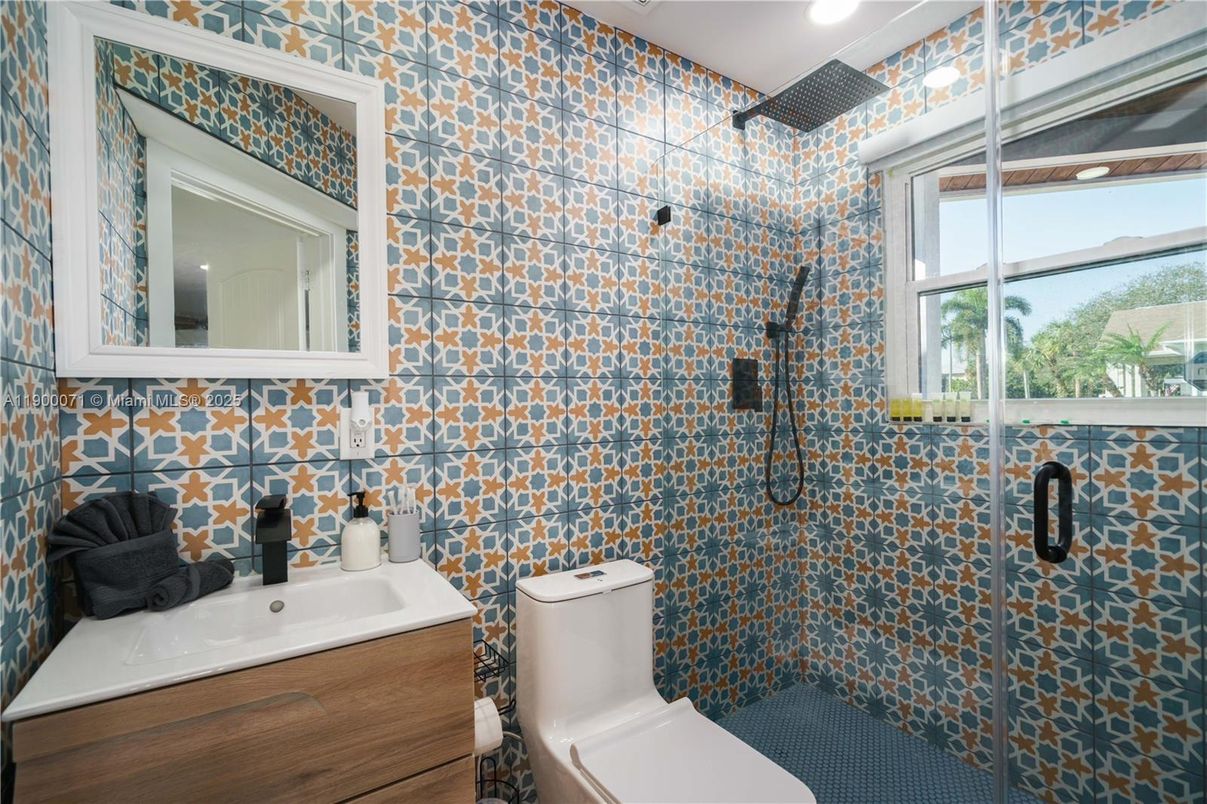 Bathroom, Glass Shower, Interior, Recessed Lighting