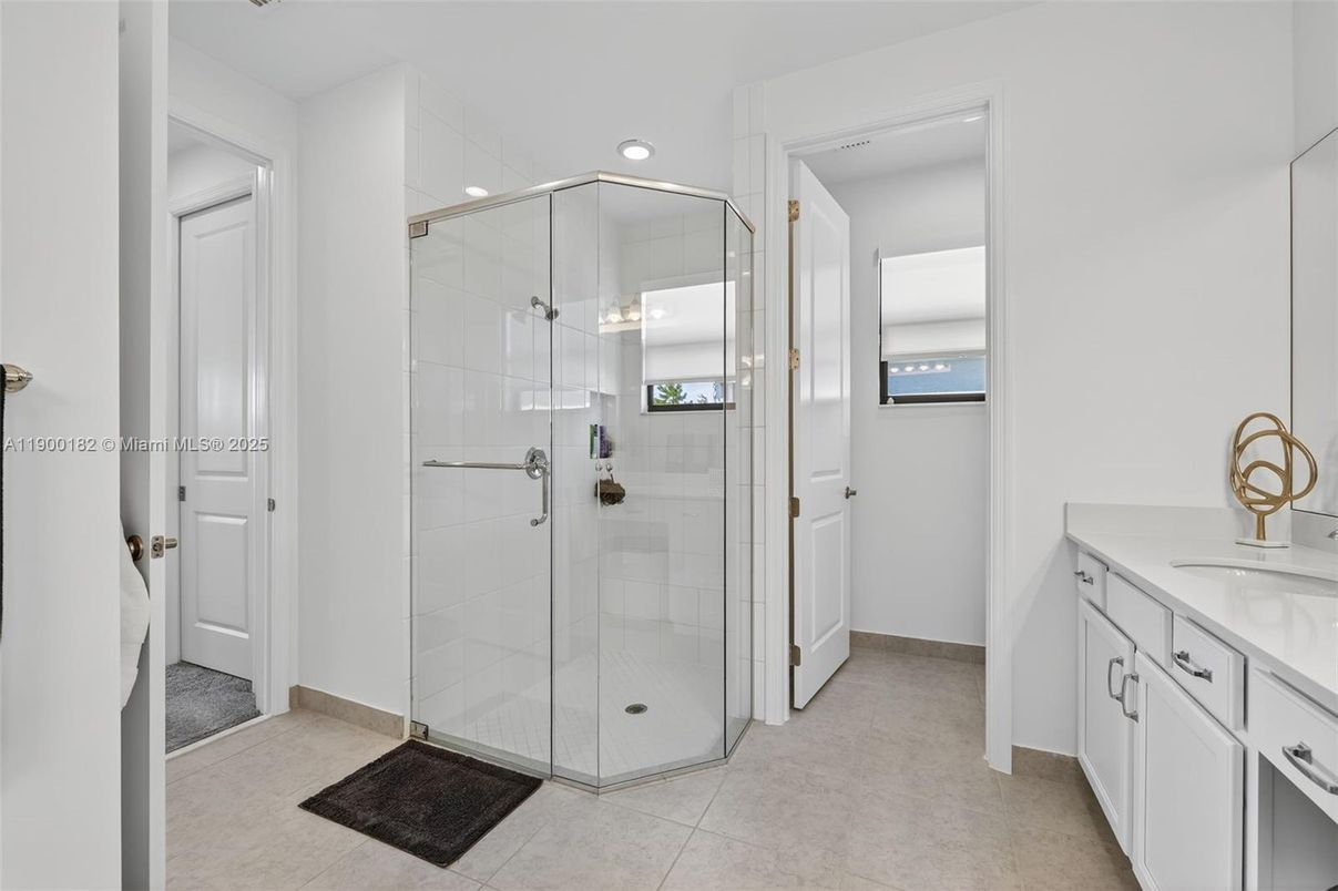 Bathroom, Glass Shower, Interior, Recessed Lighting