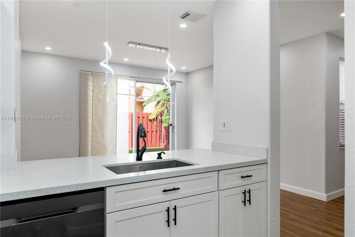 Interior, Kitchen, Recessed Lighting, Wood Texture Flooring