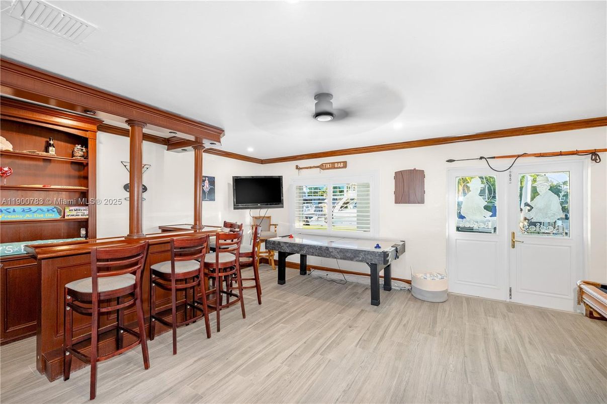 Billiard Table, Game Room, Interior, Recessed Lighting, Wood Texture Flooring