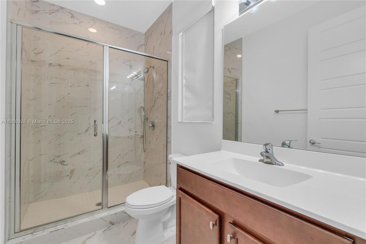 Bathroom, Glass Shower, Interior, Marble, Marble Walls, Recessed Lighting