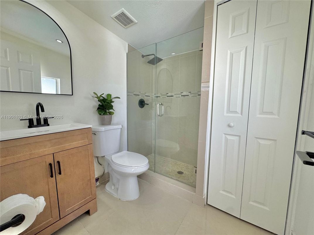 Bathroom, Glass Shower, Interior, Recessed Lighting
