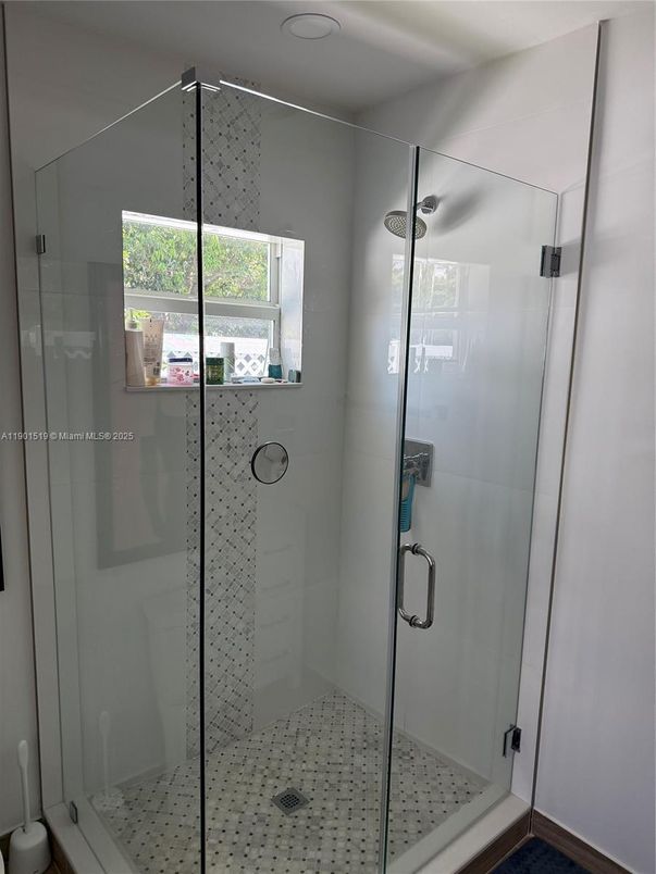 Bathroom, Glass Shower, Interior, Recessed Lighting