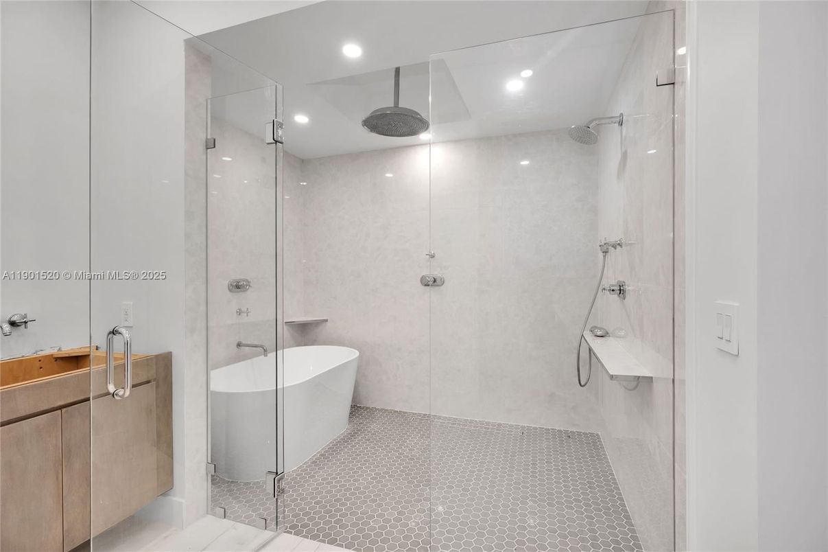 Bathroom, Dual Sink Vanities, Free Standing Baths, Glass Shower, Interior, Recessed Lighting