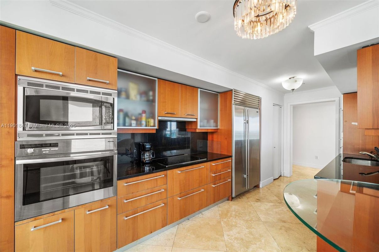Chandelier, Interior, Kitchen, Stainless Steel Appliances
