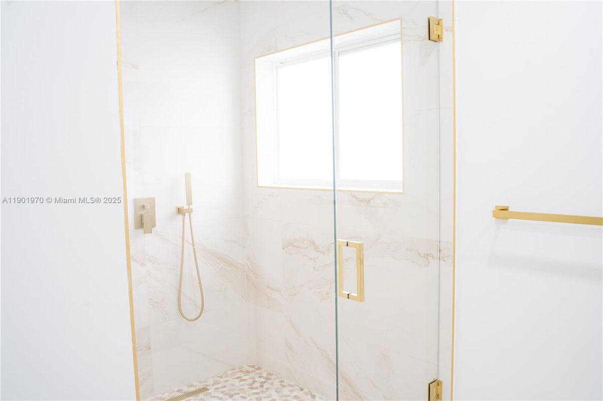 Bathroom, Glass Shower, Interior, Marble Walls
