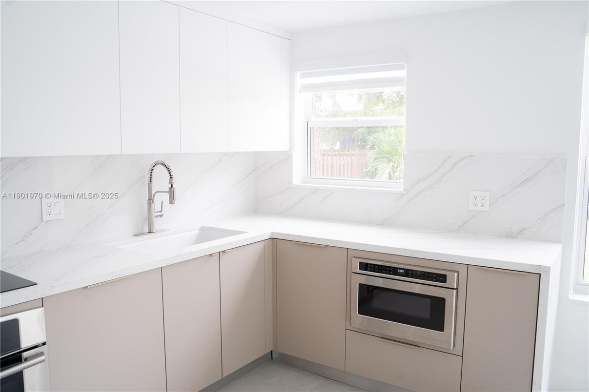 Interior, Kitchen, Marble Walls, Stainless Steel Appliances