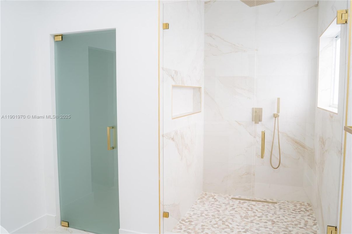 Bathroom, Glass Shower, Interior, Marble Walls