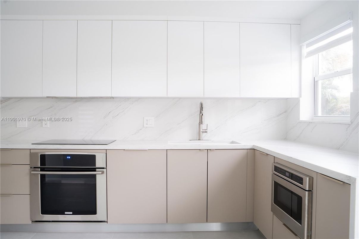 Interior, Kitchen, Marble Walls, Stainless Steel Appliances