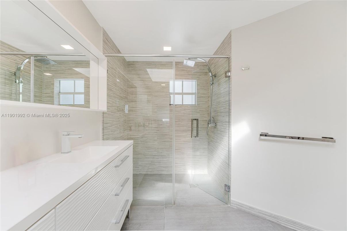 Bathroom, Glass Shower, Interior, Recessed Lighting