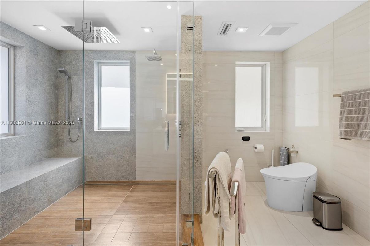 Bathroom, Glass Shower, Interior, Recessed Lighting