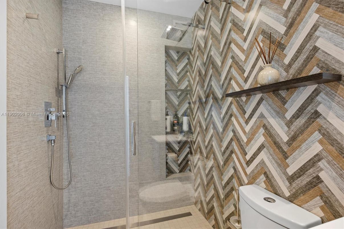 Bathroom, Glass Shower, Interior, Pendant Lights