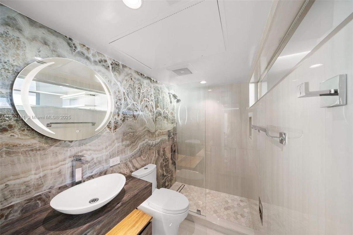 Bathroom, Glass Shower, Interior, Recessed Lighting