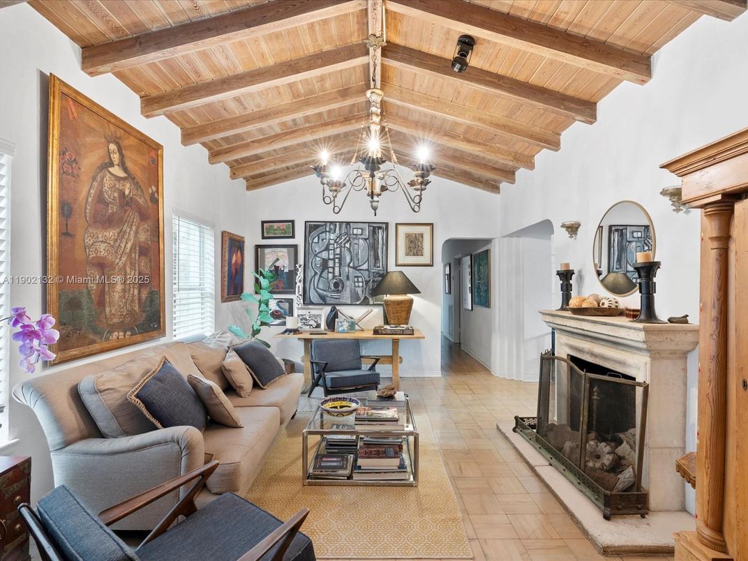 Chandelier, Fireplace, Interior, Living room, Wooden Beams, Wooden Ceilings
