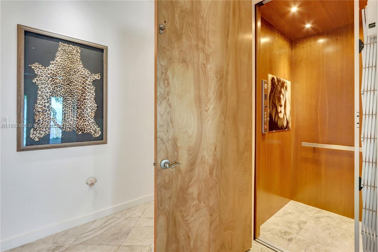 Elevator, Interior, Recessed Lighting, Wooden Ceilings, Wooden Walls