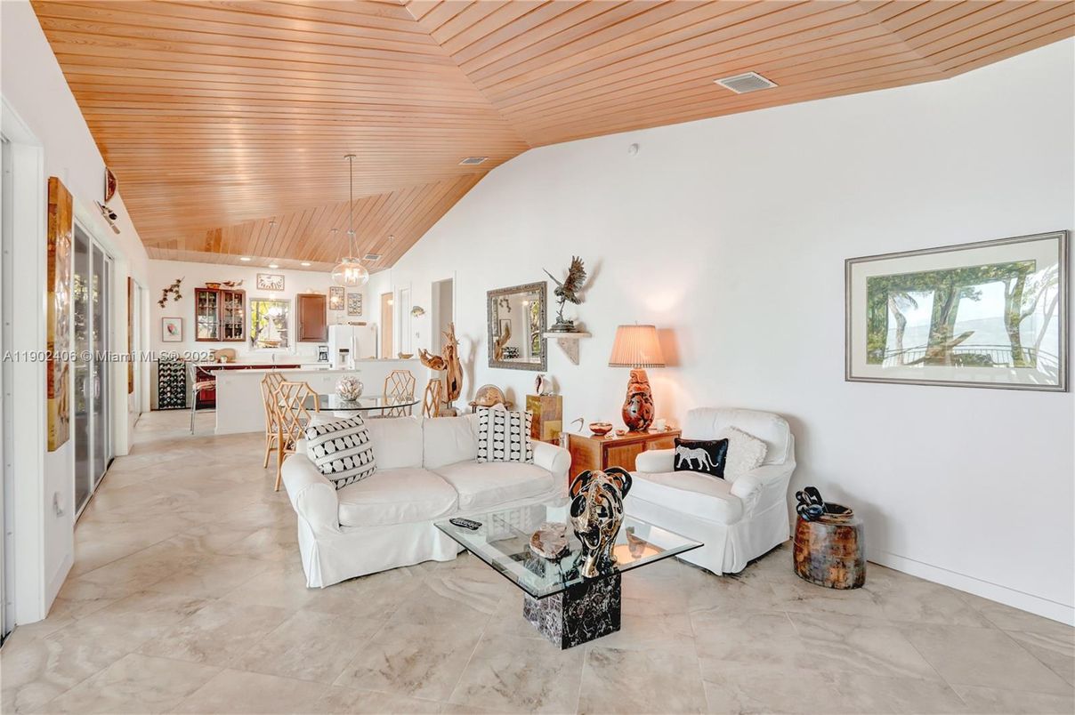 Dining room, Interior, Kitchen, Living room, Pendant Lights, Recessed Lighting, Wooden Ceilings