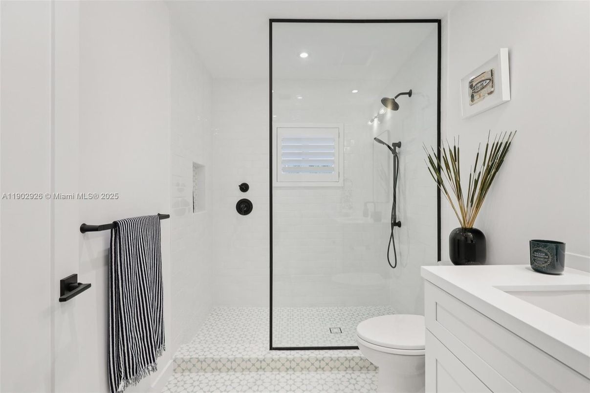 Bathroom, Glass Shower, Interior, Recessed Lighting