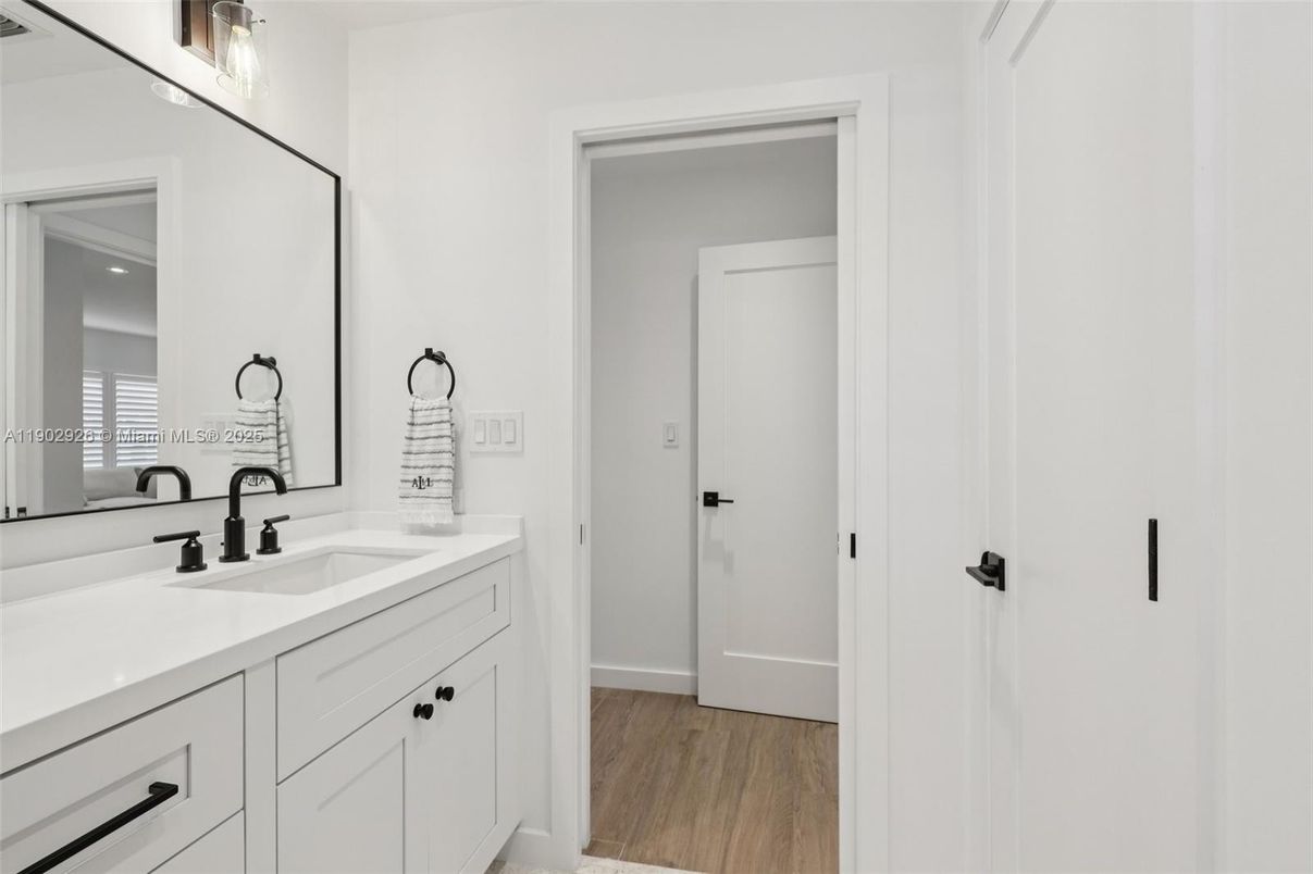 Bathroom, Dual Sink Vanities, Interior, Wood Texture Flooring