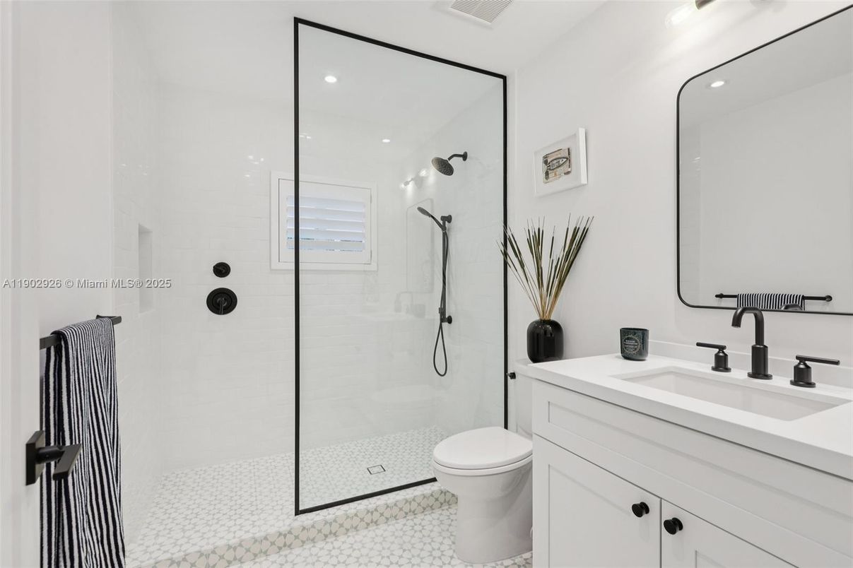 Bathroom, Glass Shower, Interior, Recessed Lighting