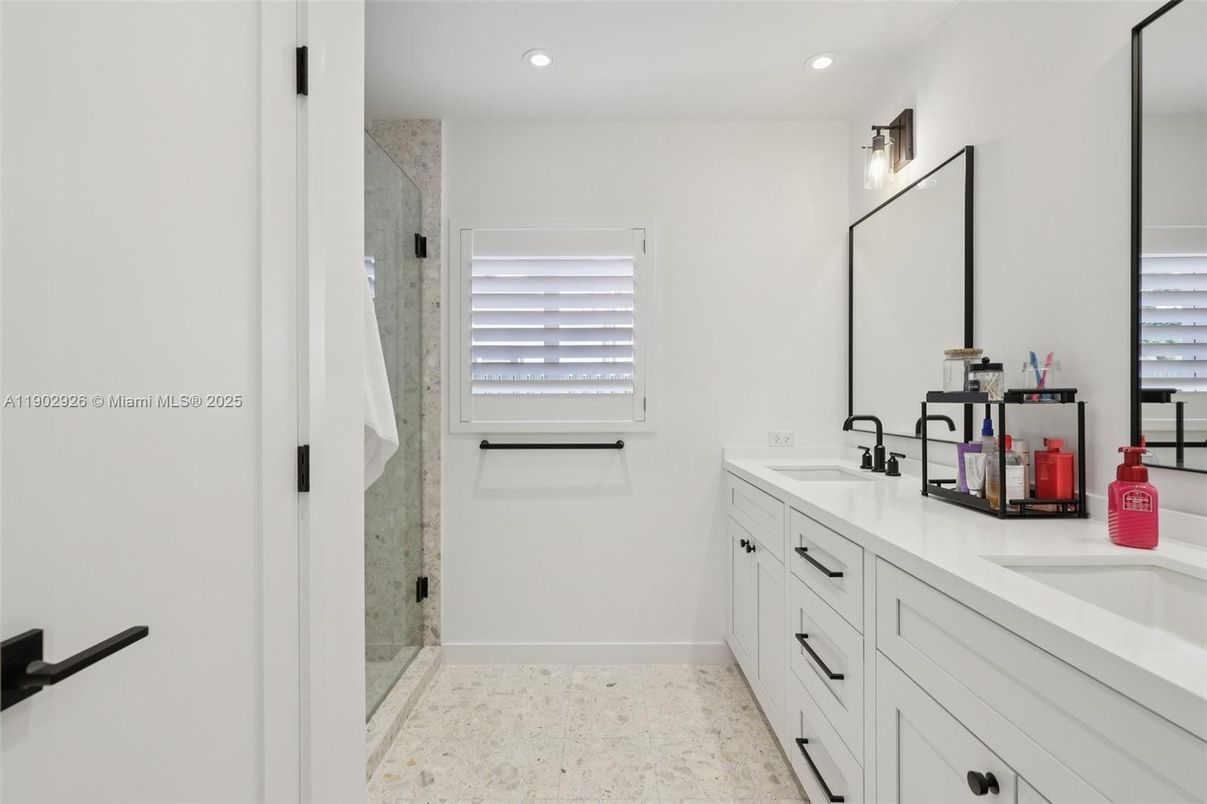 Bathroom, Dual Sink Vanities, Glass Shower, Interior, Recessed Lighting