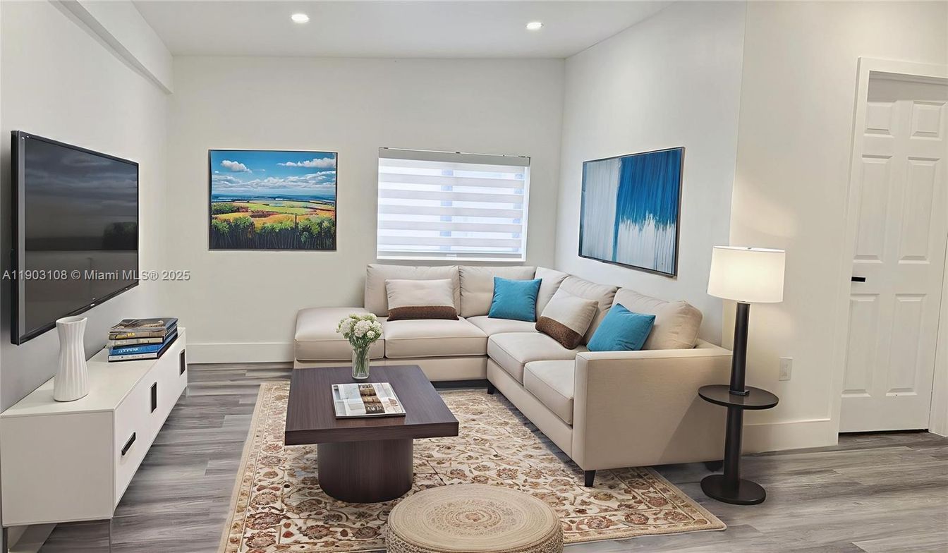 Interior, Living room, Recessed Lighting, Wood Texture Flooring