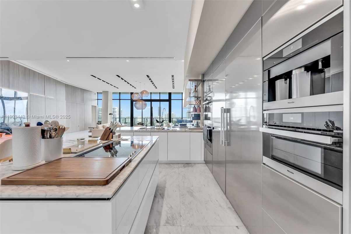 Interior, Kitchen, Marble, Recessed Lighting, Stainless Steel Appliances, Water