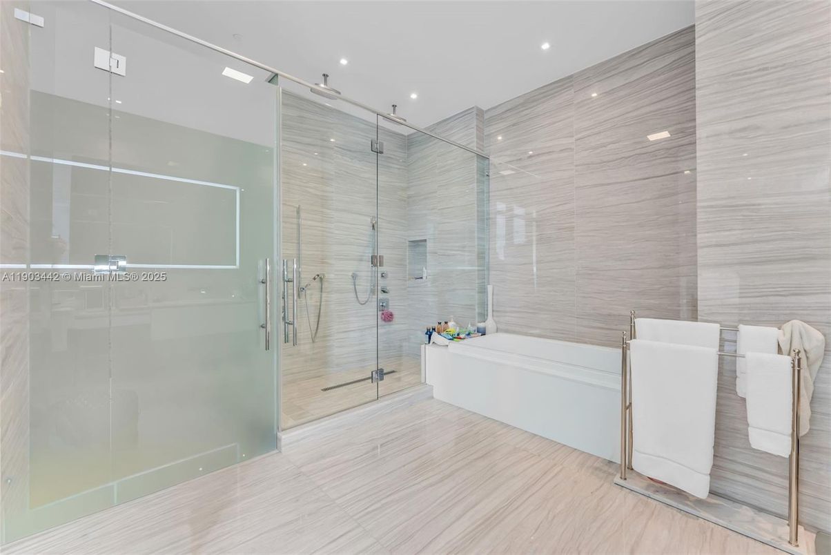 Bathroom, Glass Shower, Interior, Recessed Lighting