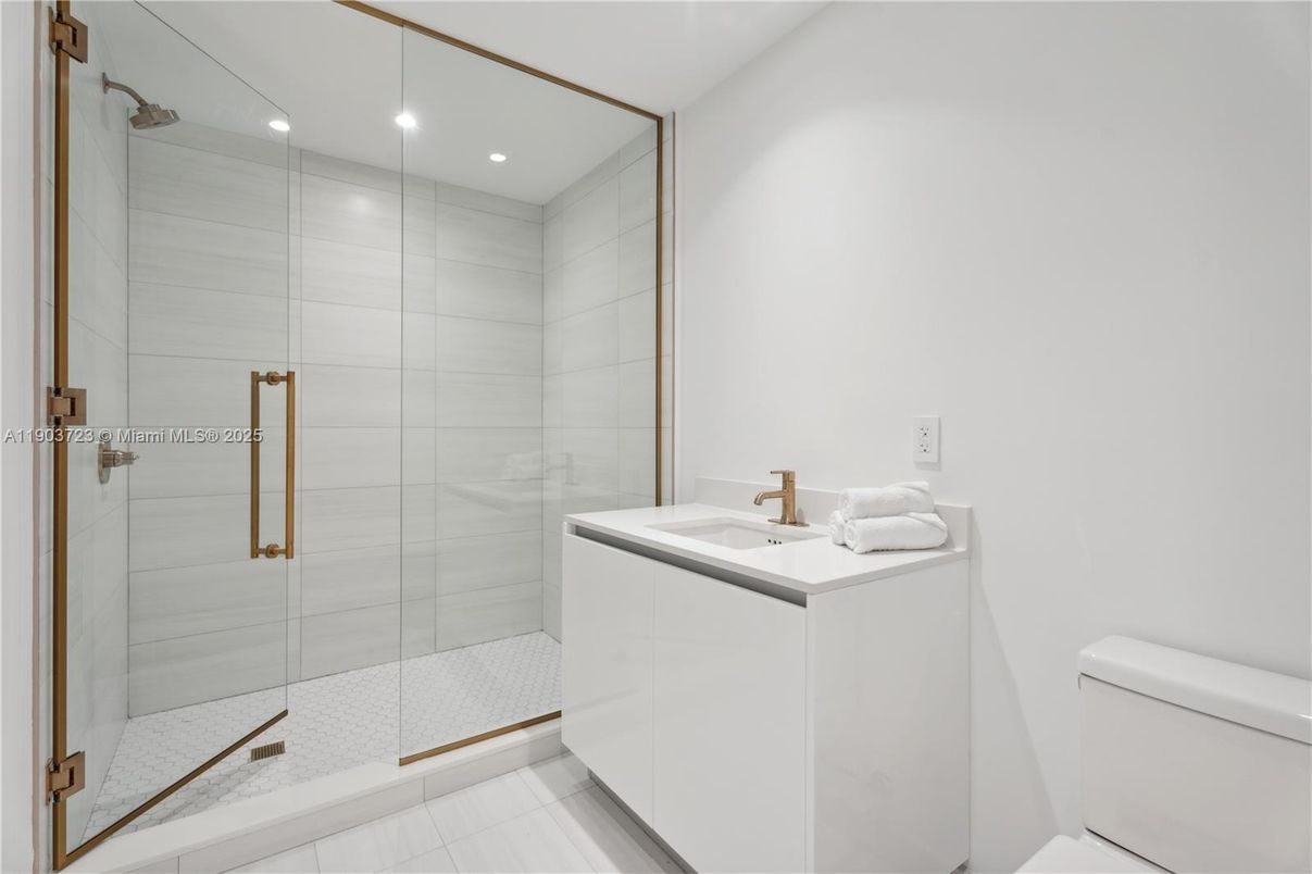 Bathroom, Glass Shower, Interior, Recessed Lighting