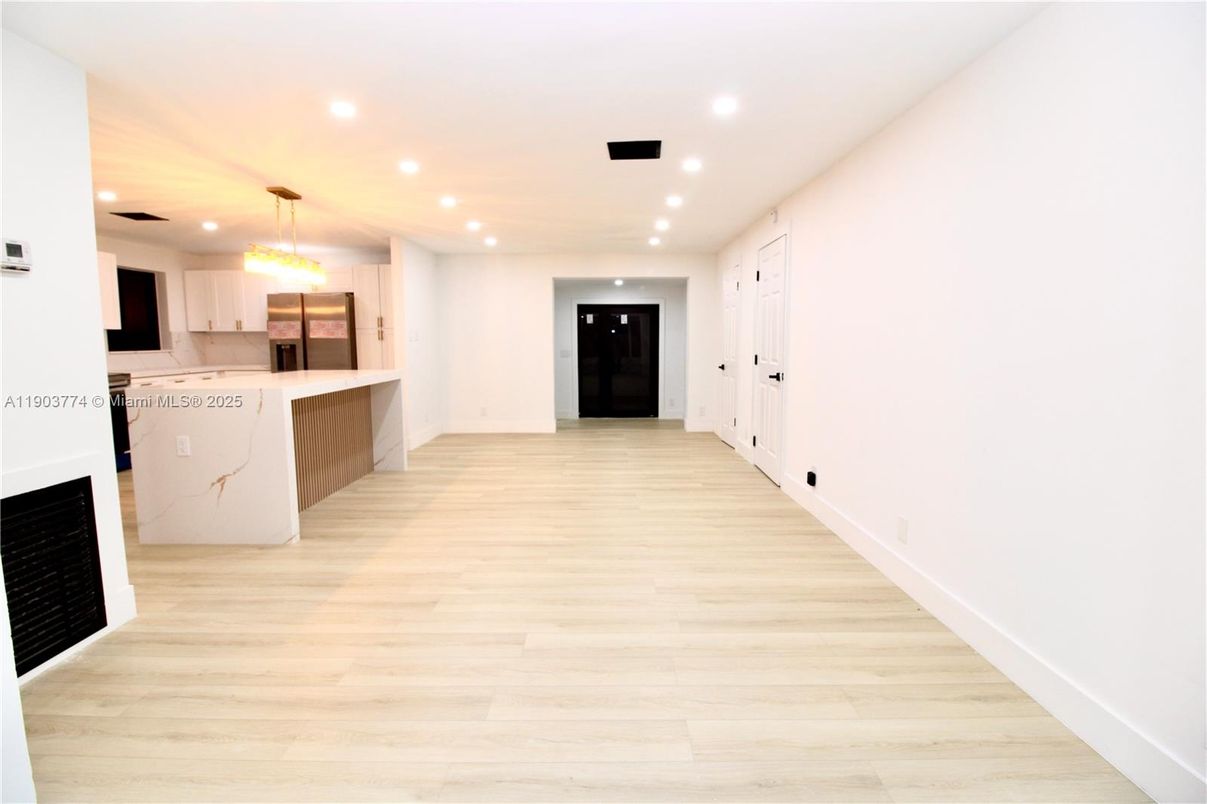 Interior, Kitchen, Recessed Lighting, Wood Texture Flooring