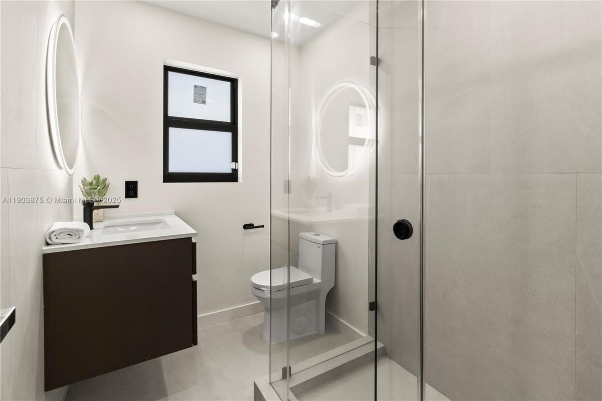 Bathroom, Glass Shower, Interior, Recessed Lighting
