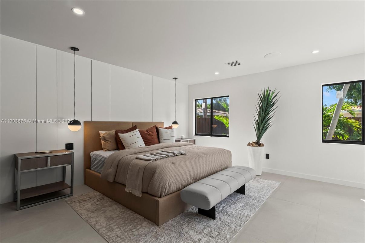 Bedroom, Interior, Pendant Lights, Recessed Lighting