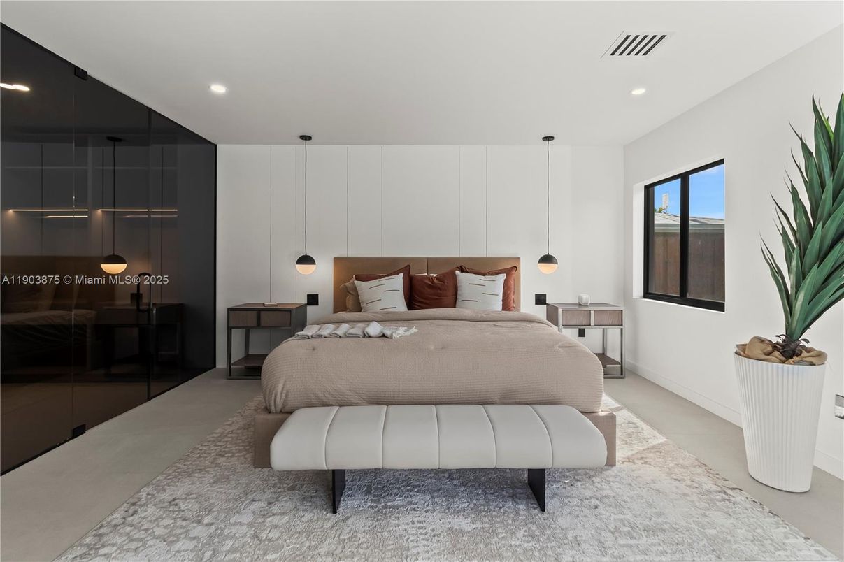 Bedroom, Interior, Pendant Lights, Recessed Lighting