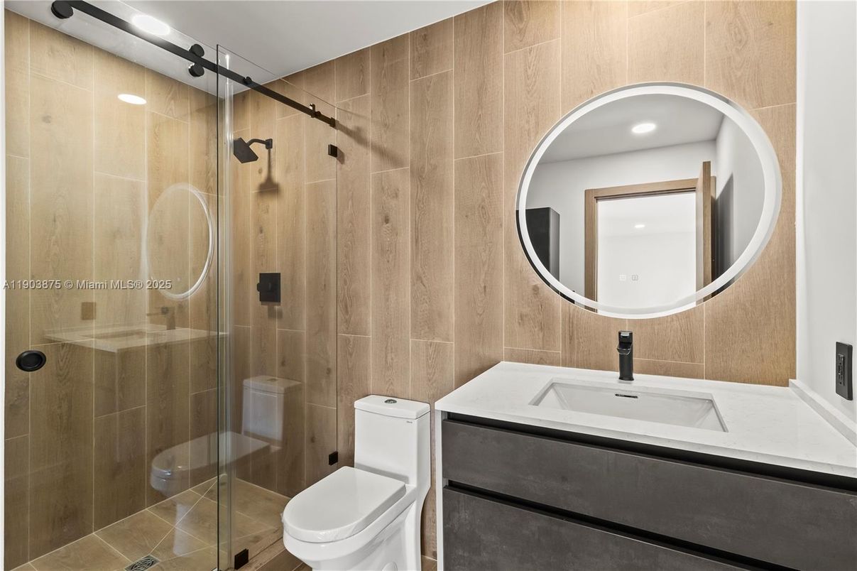 Bathroom, Glass Shower, Interior, Recessed Lighting