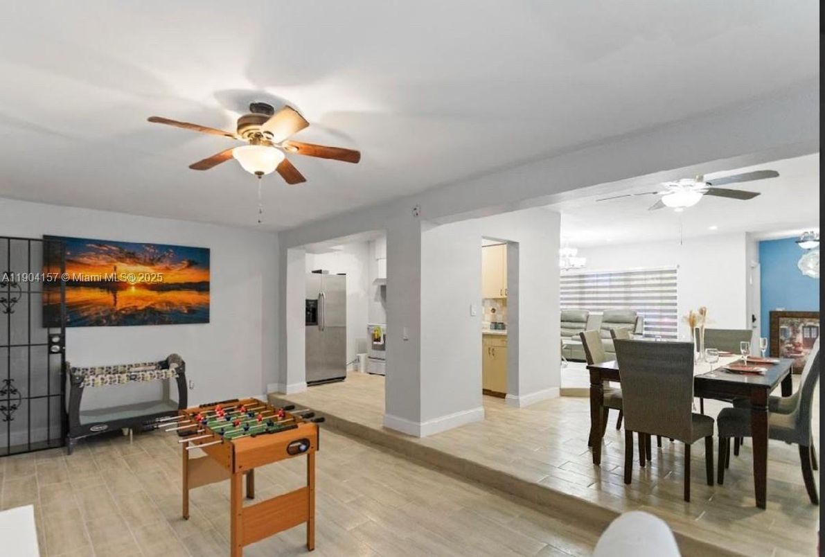 Dining room, Game Room, Interior, Wood Texture Flooring