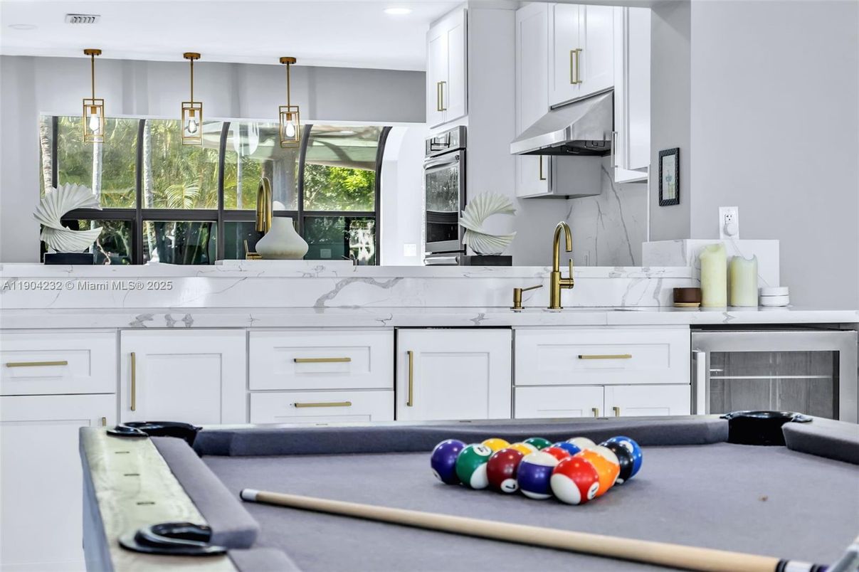 Billiard Table, Game Room, Interior, Kitchen, Pendant Lights, Recessed Lighting