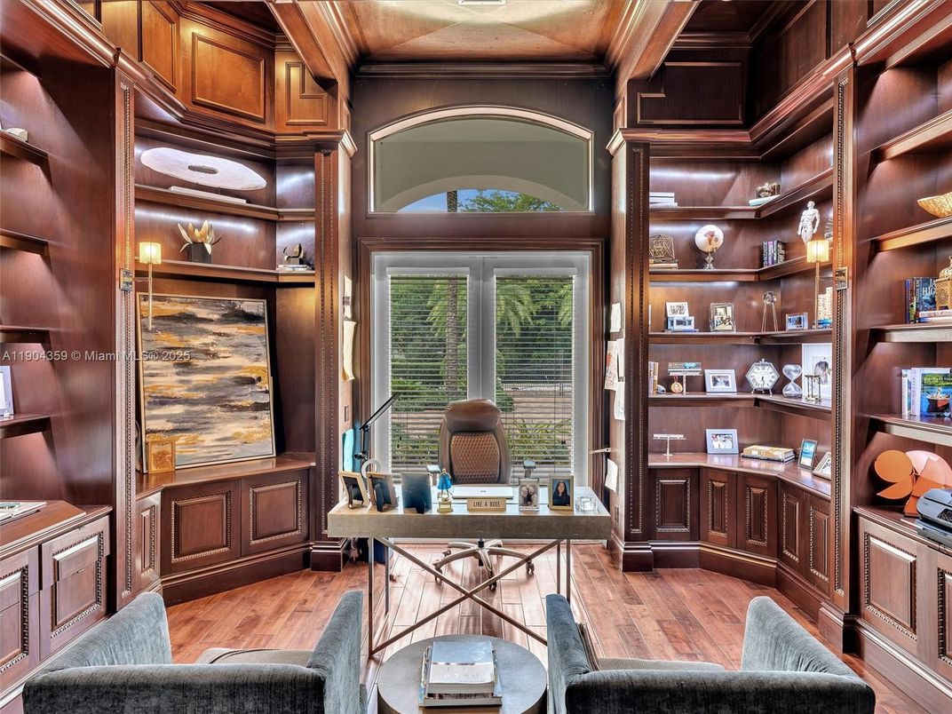 Home Office, Interior, Wood Texture Flooring, Wooden Walls