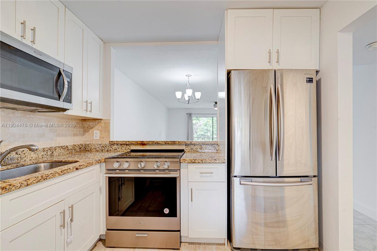 Chandelier, Interior, Kitchen, Stainless Steel Appliances