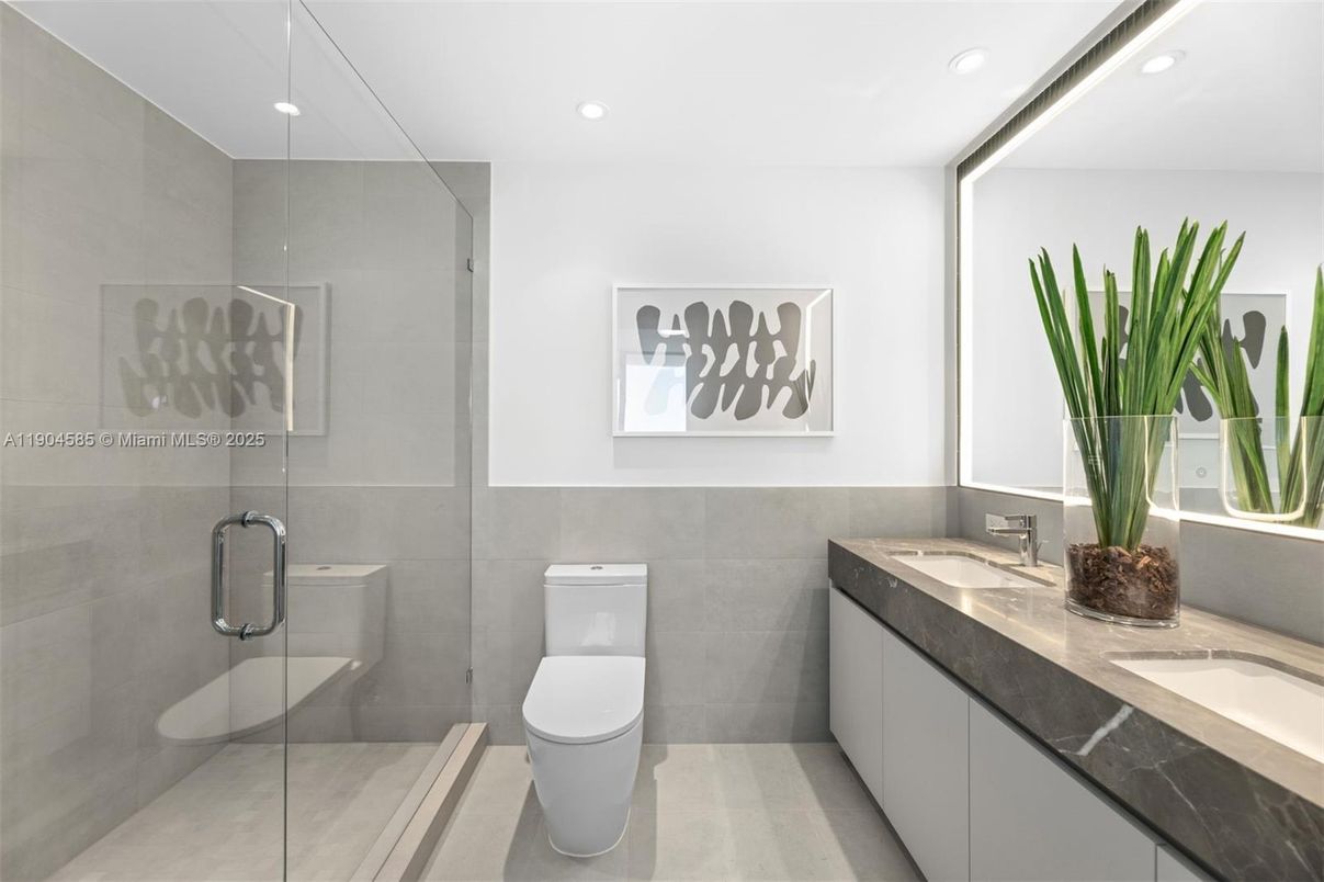 Bathroom, Dual Sink Vanities, Glass Shower, Interior, Recessed Lighting