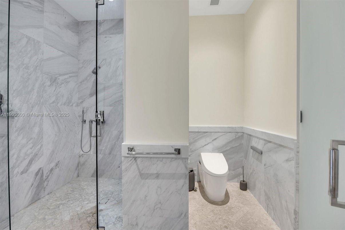 Bathroom, Glass Shower, Interior, Marble, Marble Walls