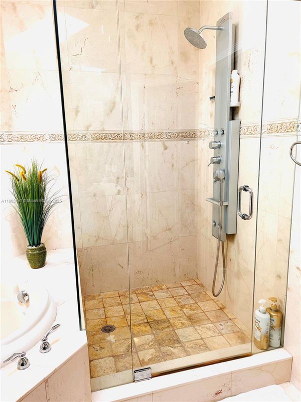 Bathroom, Glass Shower, Interior, Marble Walls