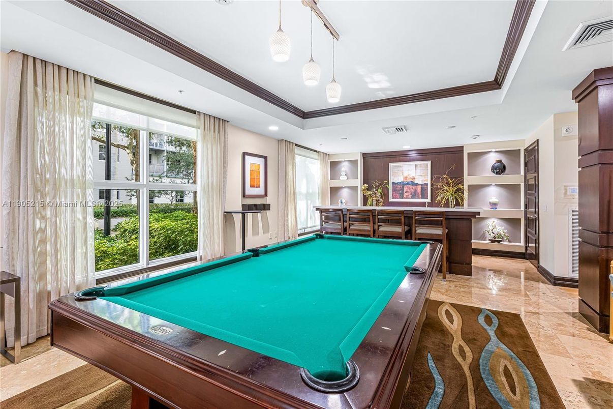 Billiard Table, Game Room, Interior, Pendant Lights, Recessed Lighting