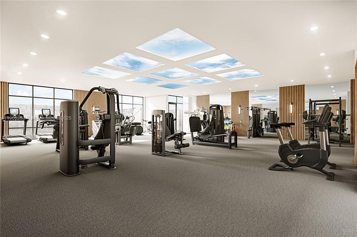 Fitness Equipment, Gym, Interior, Recessed Lighting